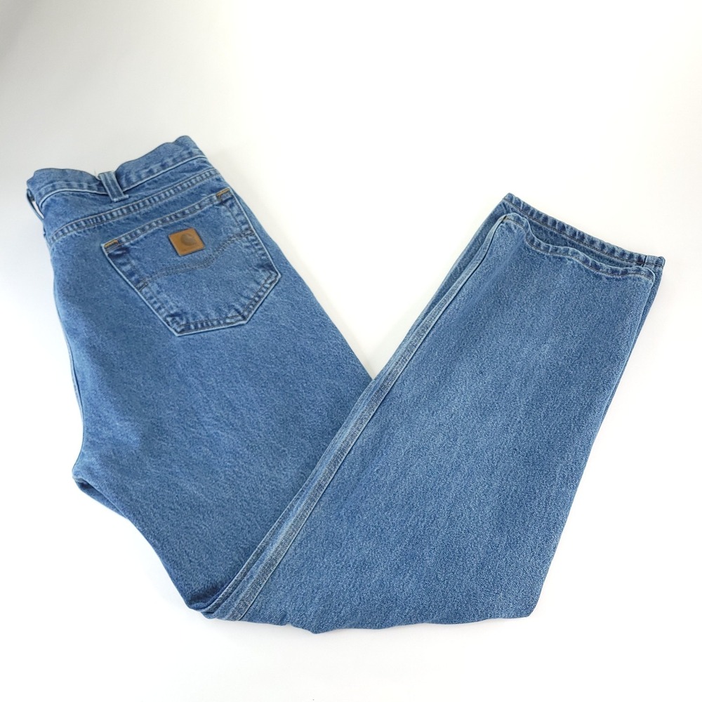 Carhartt Jeans Mens 38x32 Meas 36x32 Traditional Fit‎ Blue B480-DPS Straight Leg